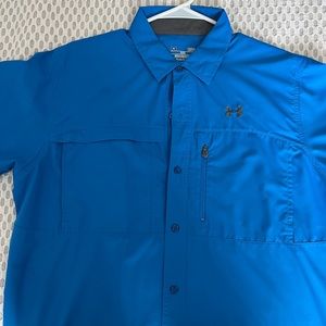 Under Armour loose fitting fishing style shirt.